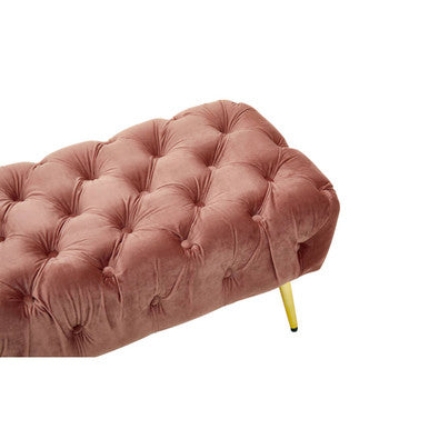 Tamra Dusty Pink Velvet Bench With Gold Legs