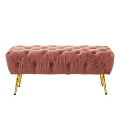 Tamra Dusty Pink Velvet Bench With Gold Legs