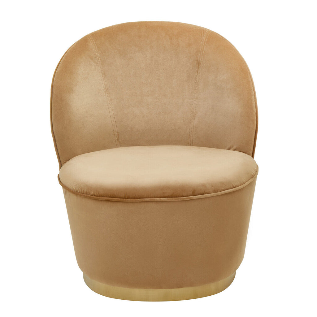Kids Tamra Gold Beige Velvet Chair With Gold Base