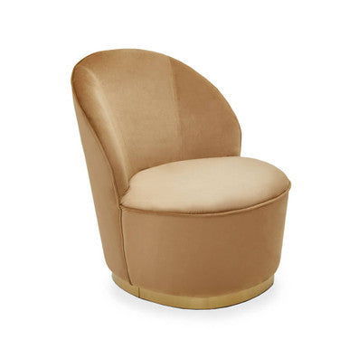 Kids Tamra Gold Beige Velvet Chair With Gold Base