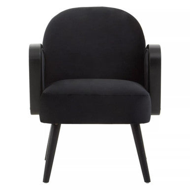 Hala Black Velvet & Rattan Armchair