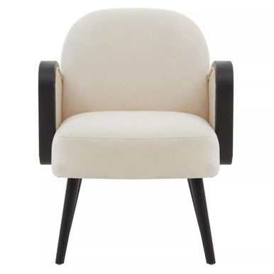 Hala Cream Velvet & Rattan Armchair
