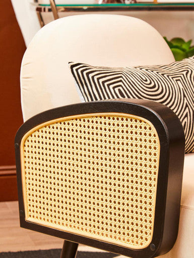 Hala Cream Velvet & Rattan Armchair