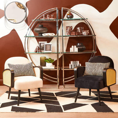 Hala Cream Velvet & Rattan Armchair