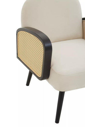 Hala Cream Velvet & Rattan Armchair