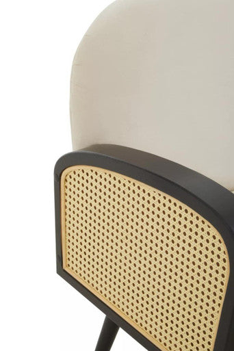 Hala Cream Velvet & Rattan Armchair