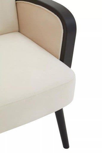 Hala Cream Velvet & Rattan Armchair
