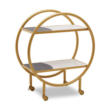 Vizzini Brass Finished 2 Tier Bar Trolley