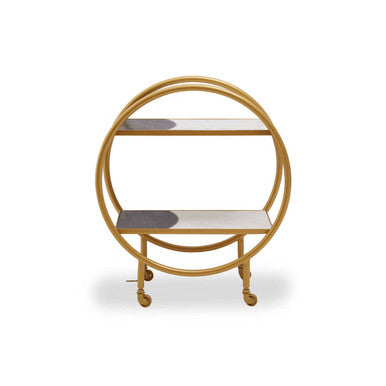 Vizzini Brass Finished 2 Tier Bar Trolley