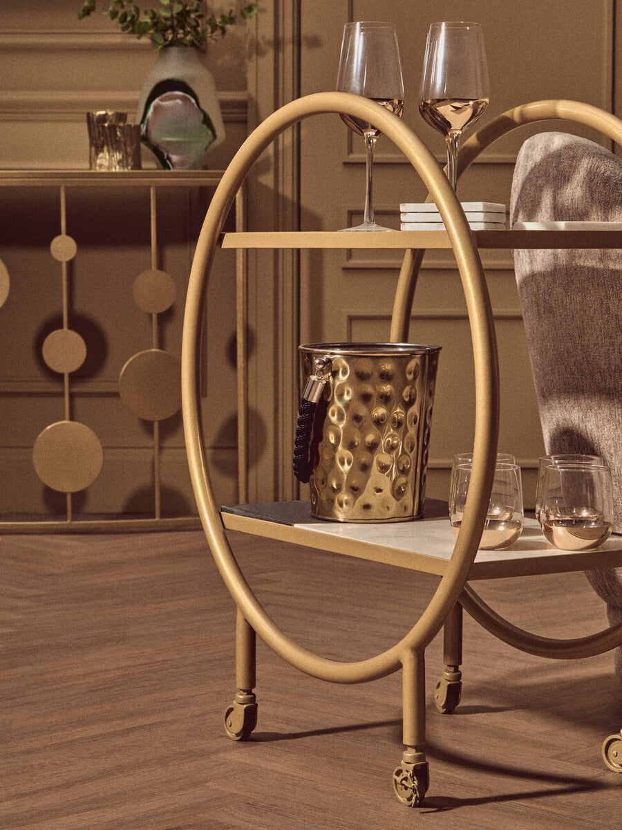 Vizzini Brass Finished 2 Tier Bar Trolley