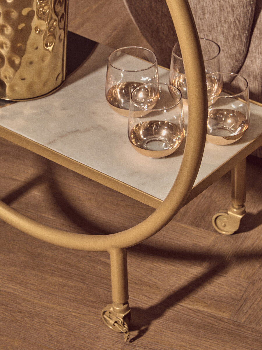 Vizzini Brass Finished 2 Tier Bar Trolley
