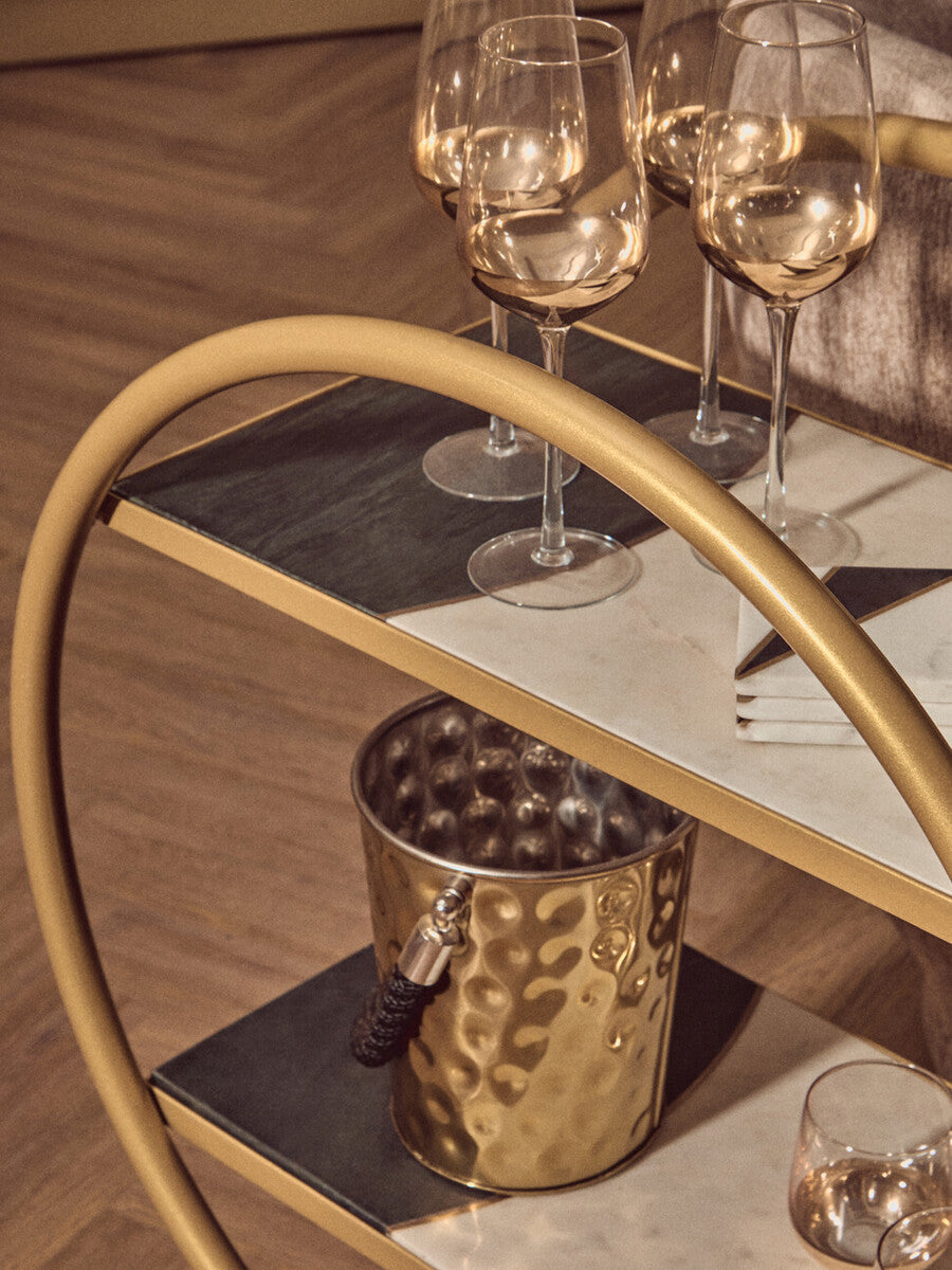 Vizzini Brass Finished 2 Tier Bar Trolley
