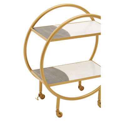 Vizzini Brass Finished 2 Tier Bar Trolley