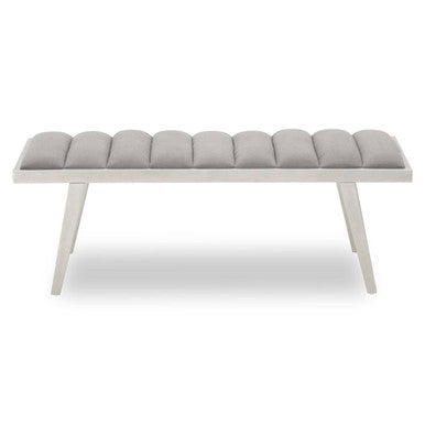 Gilden Grey Velvet Bench With Brused Silver Frame
