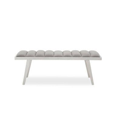 Gilden Grey Velvet Bench With Brused Silver Frame
