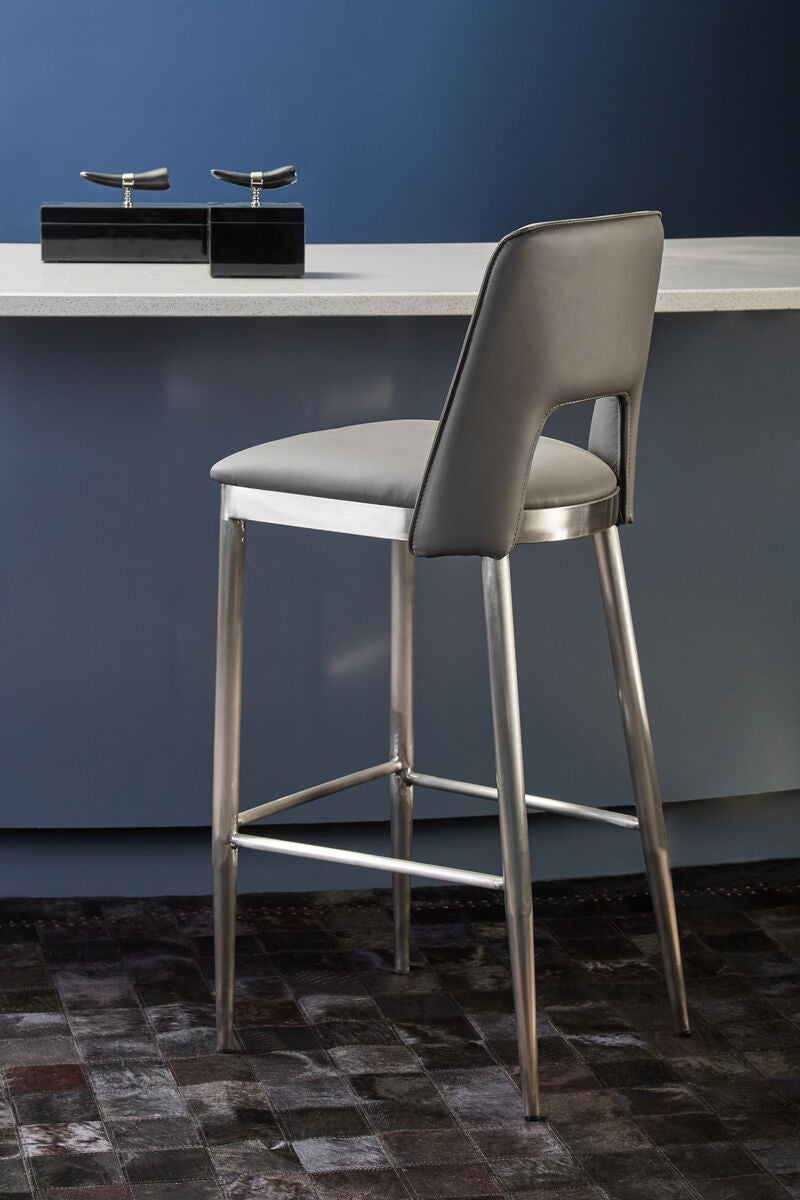 Gilden Grey Leather Bar Chair