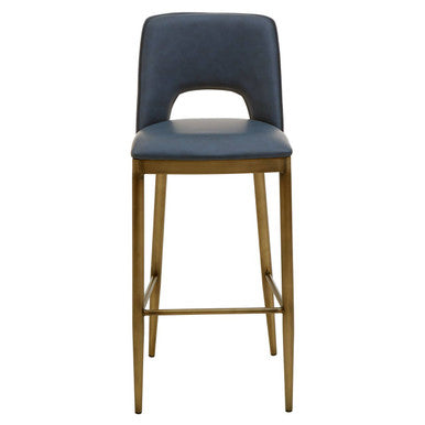 Gilden Blue Leather Bar Chair