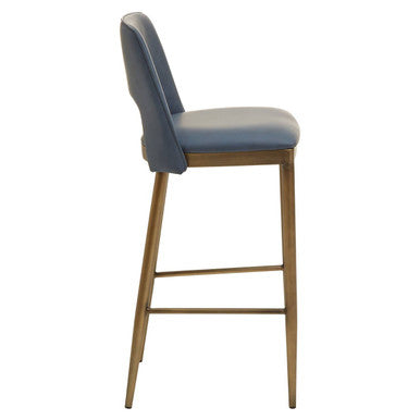 Gilden Blue Leather Bar Chair