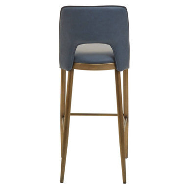 Gilden Blue Leather Bar Chair