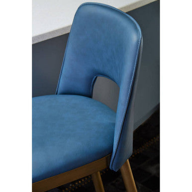 Gilden Blue Leather Bar Chair