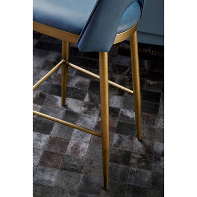 Gilden Blue Leather Bar Chair