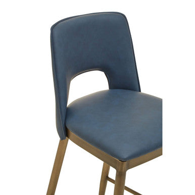 Gilden Blue Leather Bar Chair