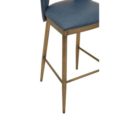 Gilden Blue Leather Bar Chair