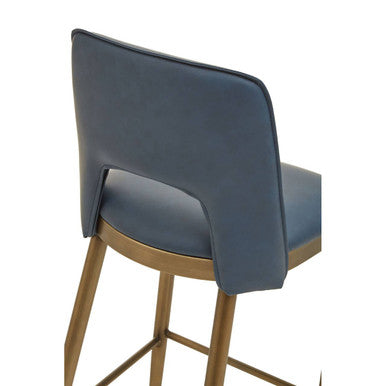 Gilden Blue Leather Bar Chair
