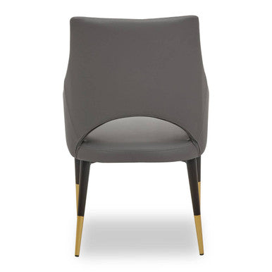 Gilden Grey Leather Dining Chair With Gold Tip Legs