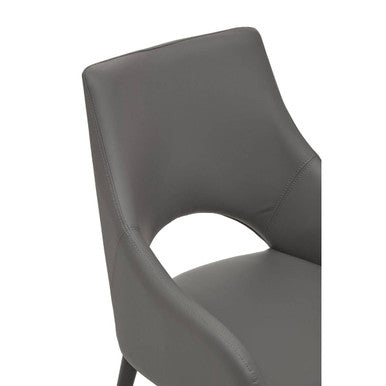 Gilden Grey Leather Dining Chair With Gold Tip Legs