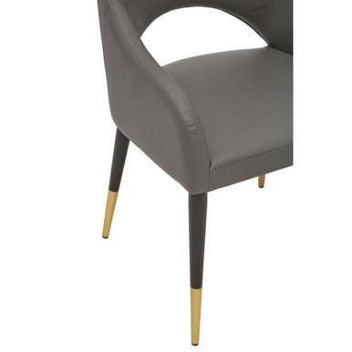 Gilden Grey Leather Dining Chair With Gold Tip Legs