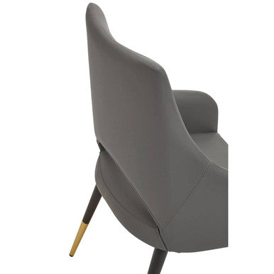 Gilden Grey Leather Dining Chair With Gold Tip Legs