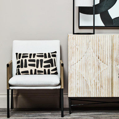 Gildenwhite Fabric & Brown Leather Dining Chair