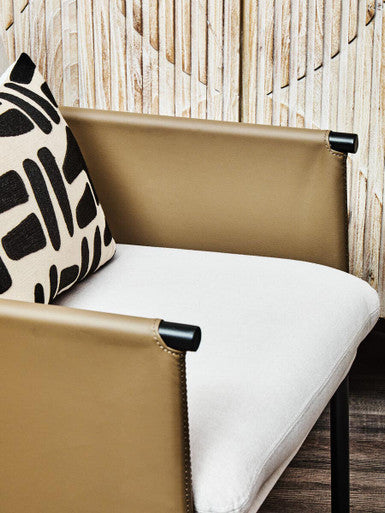 Gildenwhite Fabric & Brown Leather Dining Chair