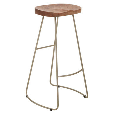 Nandri Acacia Wood & Antique Silver Bar Stool