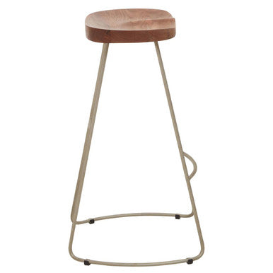 Nandri Acacia Wood & Antique Silver Bar Stool
