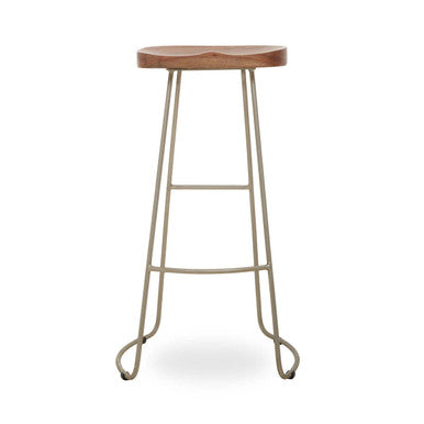 Nandri Acacia Wood & Antique Silver Bar Stool