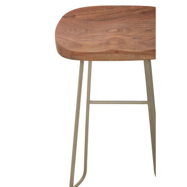 Nandri Acacia Wood & Antique Silver Bar Stool