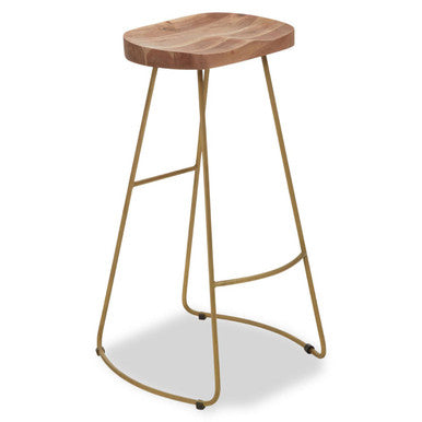 Nandri Acacia Wood & Antique Brass Bar Stool