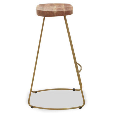 Nandri Acacia Wood & Antique Brass Bar Stool