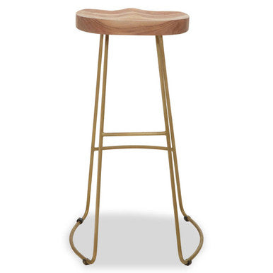 Nandri Acacia Wood & Antique Brass Bar Stool