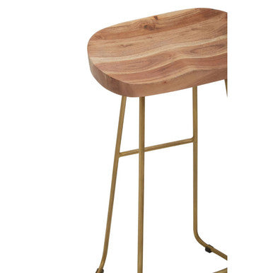 Nandri Acacia Wood & Antique Brass Bar Stool