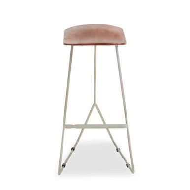 Nandri Acacia Wood With Antique Silver Frame Bar Stool