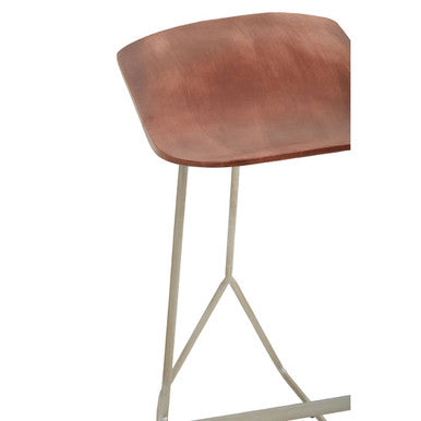 Nandri Acacia Wood With Antique Silver Frame Bar Stool