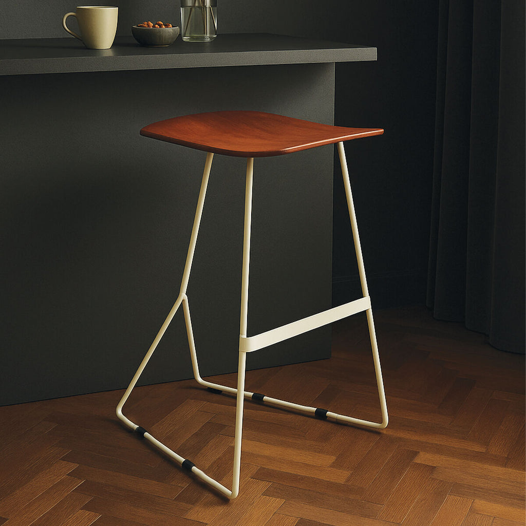 Nandri Acacia Wood With Antique Silver Frame Bar Stool