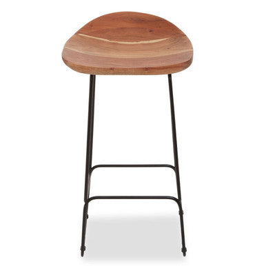 Nandri Acacia Wood & Black Frame Bar Stool