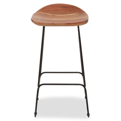 Nandri Acacia Wood & Black Frame Bar Stool