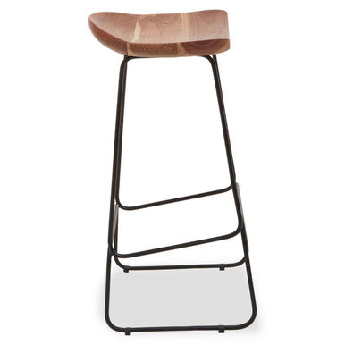 Nandri Acacia Wood & Black Frame Bar Stool