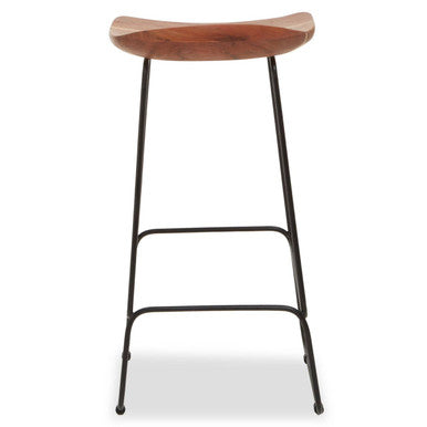 Nandri Acacia Wood & Black Frame Bar Stool