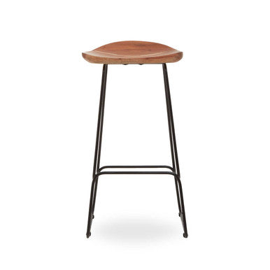 Nandri Acacia Wood & Black Frame Bar Stool